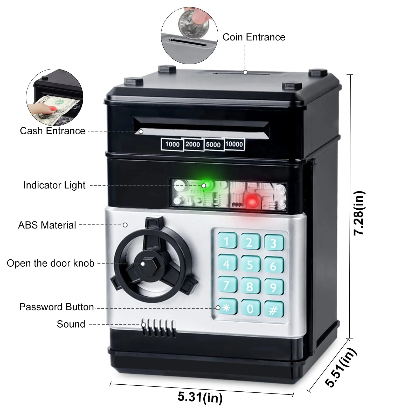 Piggy Bank, (Battery Not Included)Saving Box, Cash Coin Can Safe Bank Electronic Coin Money Bank Gifts Toy ATM Bank, Hot Gift for Boys and Girls